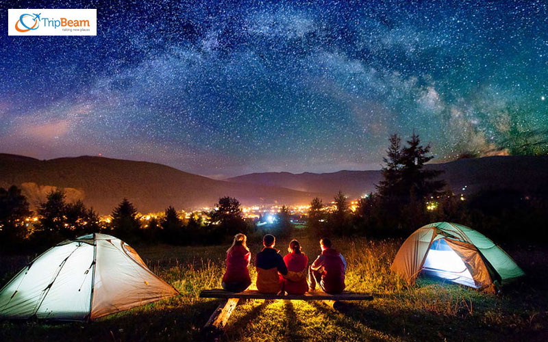 Night camping under the roof of the sky